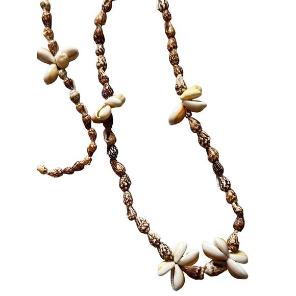 Vintage Long Conch and Cowrie Shell Necklace - Picture 1 of 6